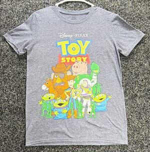 Disney Toy Story Grey Short Sleeve Tee with Colorful Character Print